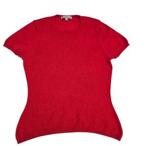 LG Cashmere by Chow 100% Cashmere Short Sleeve Sweater Top Red Women’s L / G